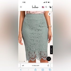 Lulus Just like a Dream Mint Blue Lace Pencil Skirt Size S
